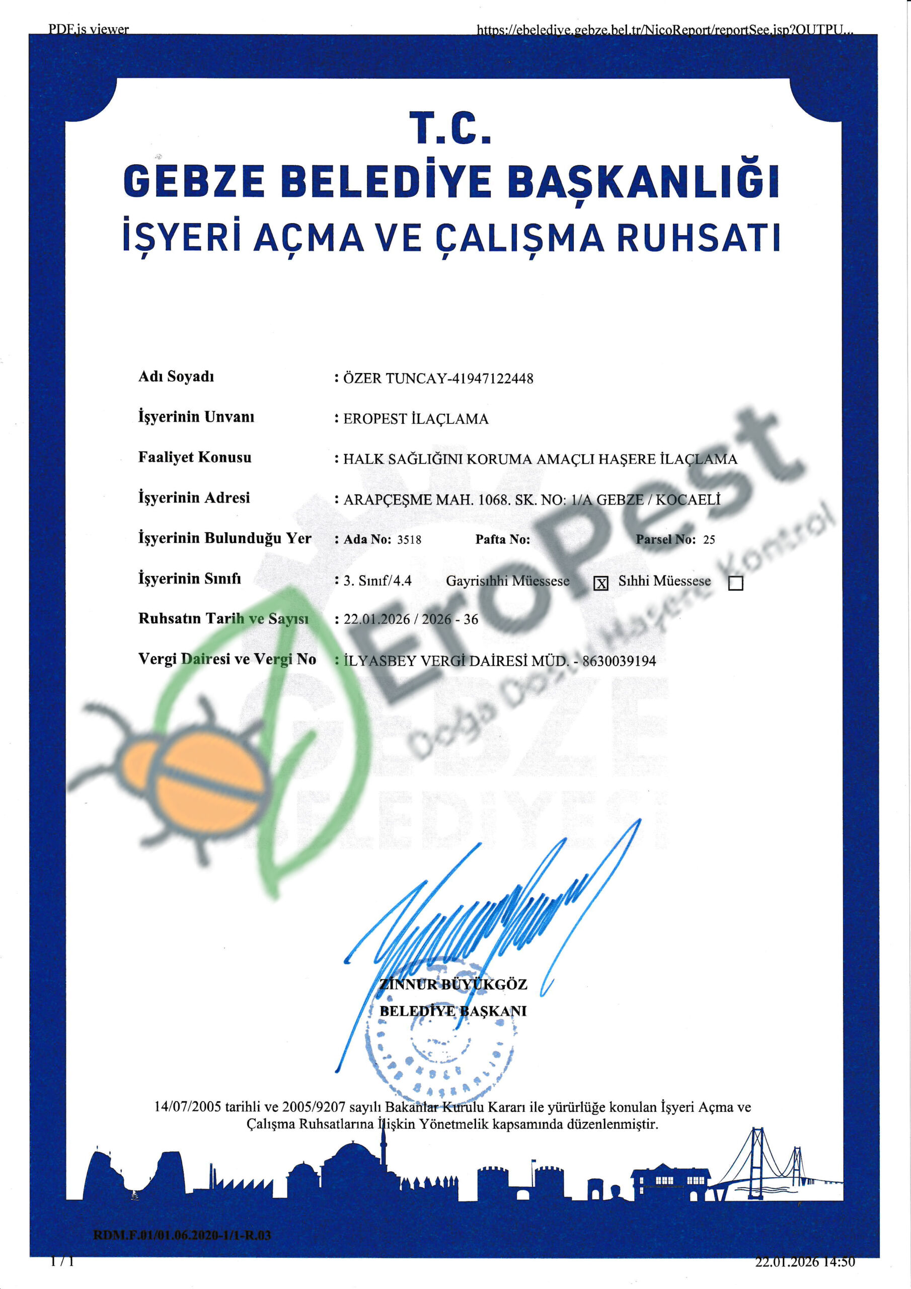 İş Yeri Açma Ruhsatı